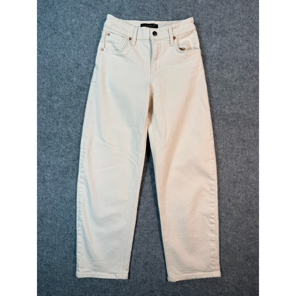 Mavi Nica High Rise Baggy Jeans Off White Cream Denim Pants Size 25
